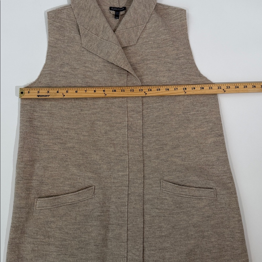 Eileen Fisher Open Front Vest Cardigan Coat Size M Tan - Picture 6 of 7